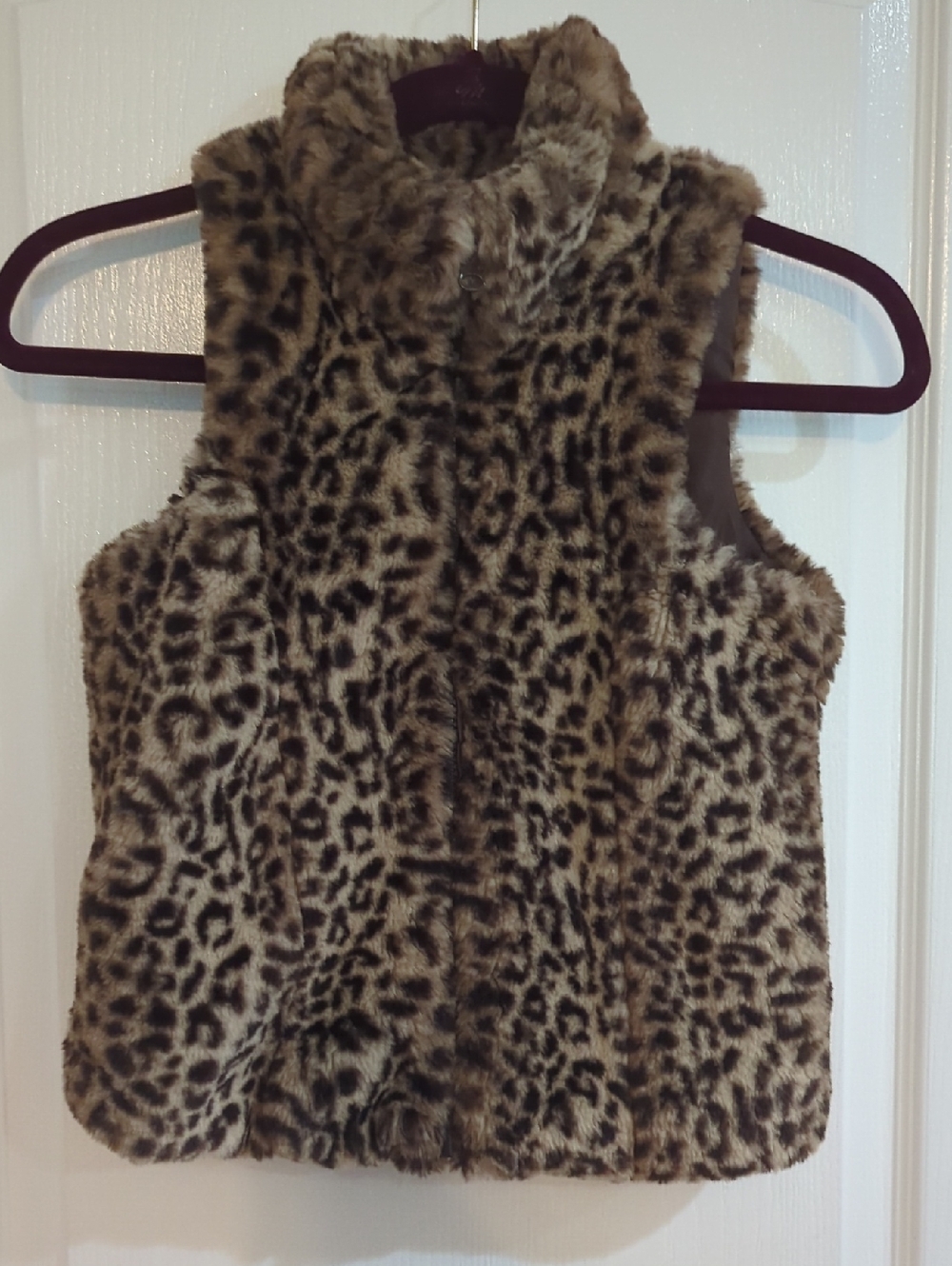 C&C California Faux Fur Leopard-Print Vest in Brown and Tan Size 10